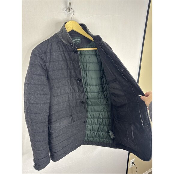 Rodd & Gunn Quilted Wool Jacket Leather Trim Charcoal Button Front Men’s Small - Picture 7 of 9